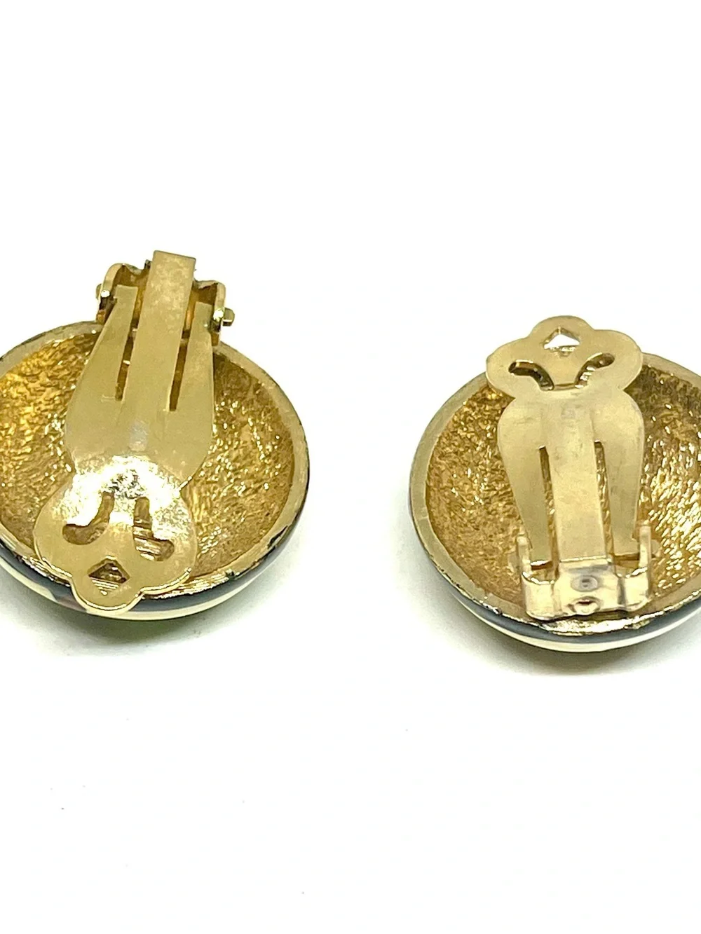 Vintage Ceramic Round Clip-On Earrings